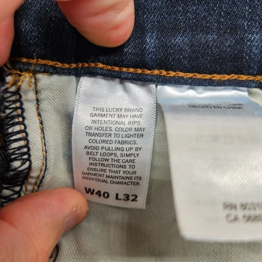 Lucky Brand Jeans Men Size 40x32 121 Slim‎ Straight Blue Denim Zip Fly Stretch
